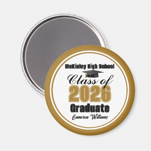 Personalized Gold Class of 2026 Graduation Party Magneet (Voorkant / Achterkant)