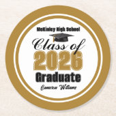Personalized Gold Class of 2026 Graduation Party Ronde Kartonnen Onderzetter (Voorkant)