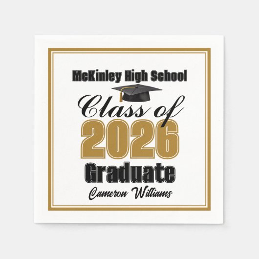 Personalized Gold Class of 2026 Graduation Party Servet (Voorkant)