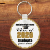 Personalized Gold Class of 2026 Graduation Party Sleutelhanger (Voorkant)