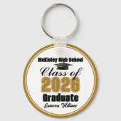 Personalized Gold Class of 2026 Graduation Party Sleutelhanger (Achterkant)