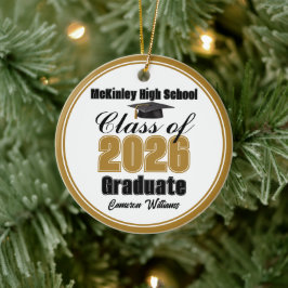 Personalized Gold Class of 2026 Graduation Photo Keramisch Ornament