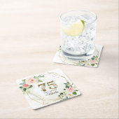 Personalized Gold & Floral 75th Custom Kartonnen Onderzetters (Insitu)