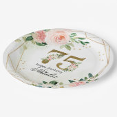 Personalized Gold & Floral 75th Custom Papieren Bordje (Gekanteld)