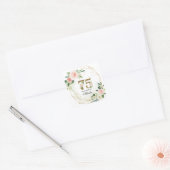 Personalized Gold & Floral 75th Custom Vierkante Sticker (Envelop)
