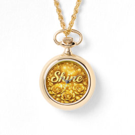 Personalized Gold Floral Necklace Watch Horloge
