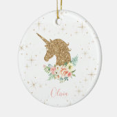 Personalized Gold Glitter Unicorn Keramisch Ornament (Links)