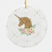 Personalized Gold Glitter Unicorn Keramisch Ornament (Achterkant)