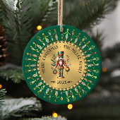 Personalized Gold Green Christmas Nutcracker Keramisch Ornament