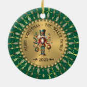 Personalized Gold Green Christmas Nutcracker Keramisch Ornament (Achterkant)