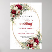 Personalized gold greenery wedding welcome sign  poster (Voorkant)