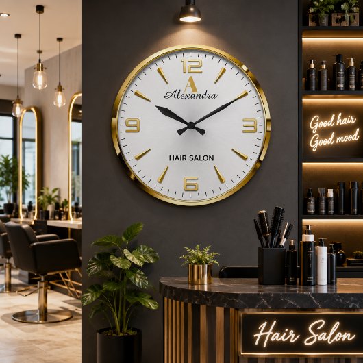 Personalized Gold Hair Salon Grote Klok