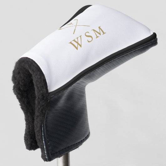 Personalized Gold Monogram Golf Clubs Golfheadcover (3/4 voorkant)