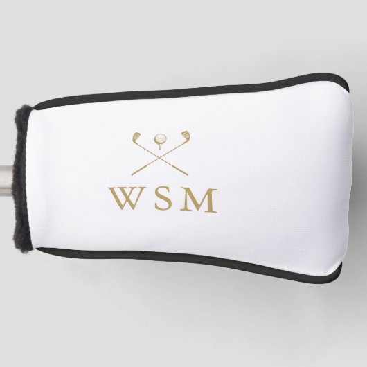 Personalized Gold Monogram Golf Clubs Golfheadcover (Voorkant)