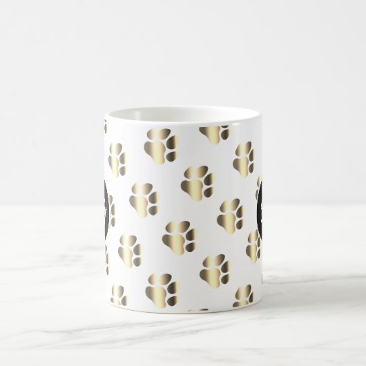 Personalized gold paws pattern pet lovers koffiemok (Center)