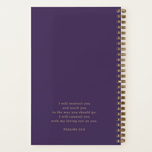 Personalized Gold Script Purple Bible Study Notitieboek (Achterkant)