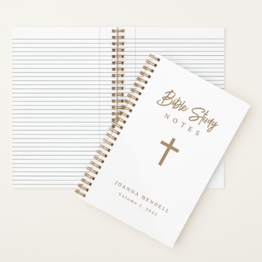 Personalized Gold Script White Bible Study Notitieboek (Binnen)