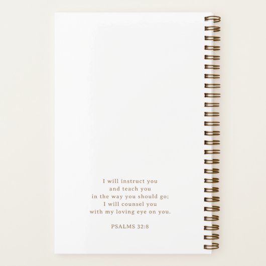 Personalized Gold Script White Bible Study Notitieboek (Achterkant)