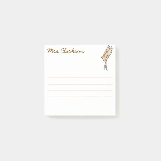 Personalized Gold Swallow for Homeschool parents Post-it® Notes (Voorkant)