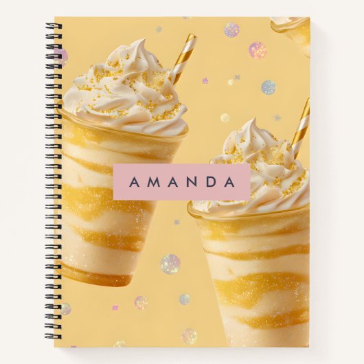 Personalized Golden Caramel Swirl Milkshake Notitieboek (Voorkant)