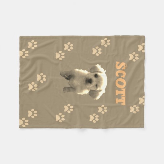 personalized golden dog blanket with custom name fleece deken (Voorkant (Horizontaal))