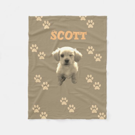 personalized golden dog blanket with custom name fleece deken (Voorkant)