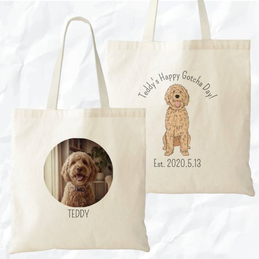 Personalized Golden Doodle Happy Gotcha Day Tote Bag