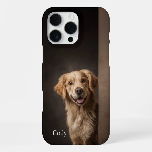 Personalized Golden Retriever Portrait iPhone Hoesje (Achterkant)