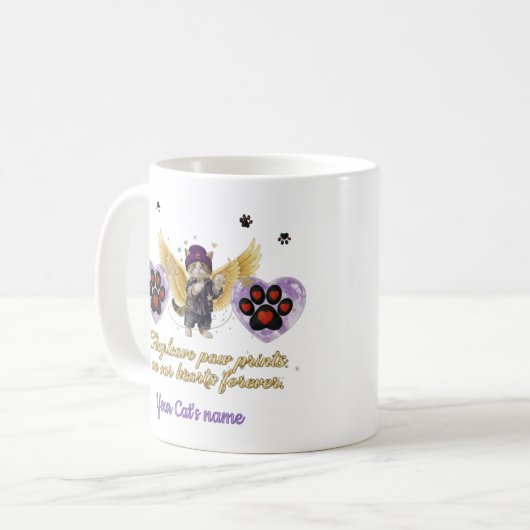 Personalized golden winged cat  koffiemok (Voorkant links)
