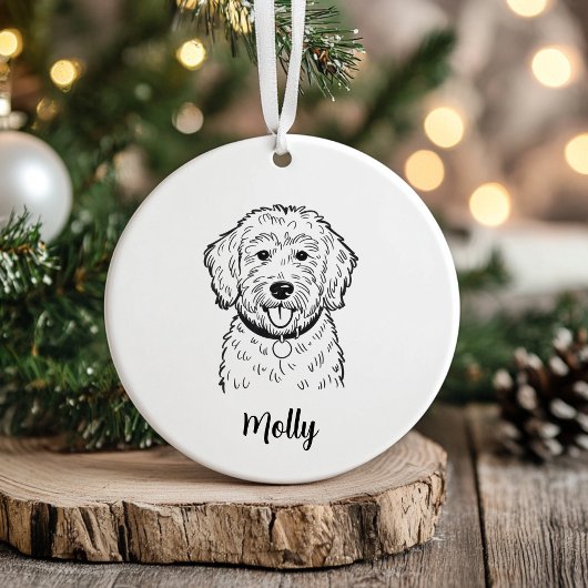 Personalized Goldendoodle Dog Christmas Keramisch Ornament