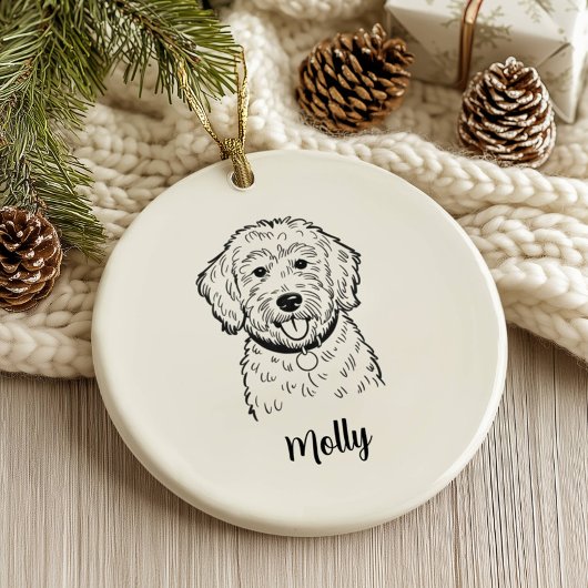 Personalized Goldendoodle Dog Christmas Keramisch Ornament