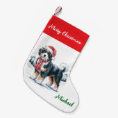 Personalized Goldendoodle Dog in Santa Hat  Kleine Kerstsok (Voorkant (Hangend))