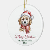 Personalized Goldendoodle Dog Santa Hat Christmas Keramisch Ornament (Links)