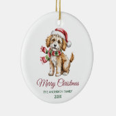 Personalized Goldendoodle Dog Santa Hat Christmas Keramisch Ornament (Rechts)
