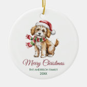 Personalized Goldendoodle Dog Santa Hat Christmas  Keramisch Ornament (Voorkant)