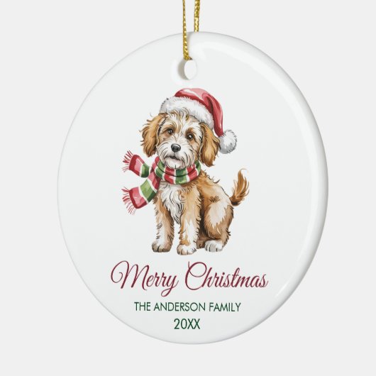 Personalized Goldendoodle Dog Santa Hat Christmas Keramisch Ornament (Links)