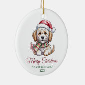 Personalized Goldendoodle Dog Santa Hat Christmas  Keramisch Ornament (Rechts)