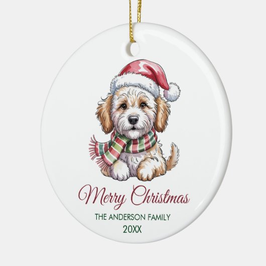Personalized Goldendoodle Dog Santa Hat Christmas Keramisch Ornament (Links)