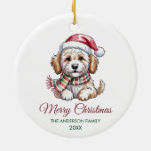 Personalized Goldendoodle Dog Santa Hat Christmas Keramisch Ornament (Achterkant)