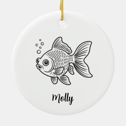 Personalized Goldfish Christmas Keramisch Ornament (Achterkant)