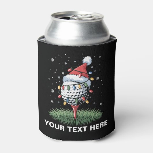 Personalized Golf Ball Christmas Tree Santa Hat Blikjeskoeler (Blikje Voorkant)