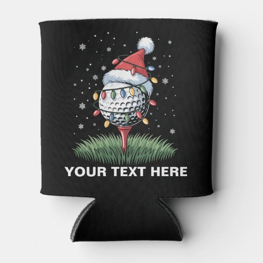Personalized Golf Ball Christmas Tree Santa Hat  Blikjeskoeler (Voorkant)