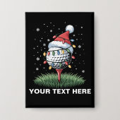 Personalized Golf Ball Christmas Tree Santa Hat Button (Voorkant)