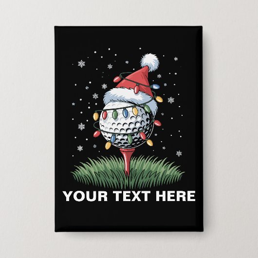 Personalized Golf Ball Christmas Tree Santa Hat Button (Voorkant)
