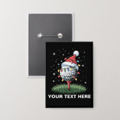 Personalized Golf Ball Christmas Tree Santa Hat Button (Voorkant / Achterkant)