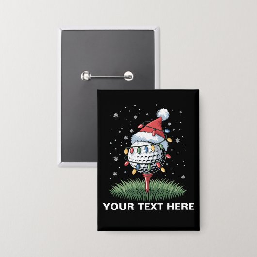 Personalized Golf Ball Christmas Tree Santa Hat Button (Voorkant / Achterkant)