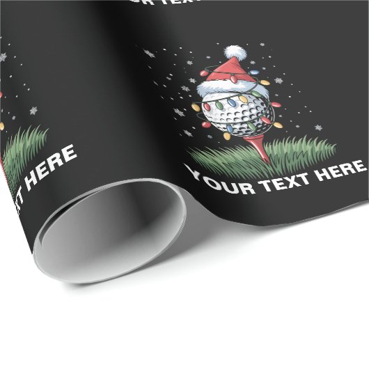 Personalized Golf Ball Christmas Tree Santa Hat Cadeaupapier (Rol Hoek)