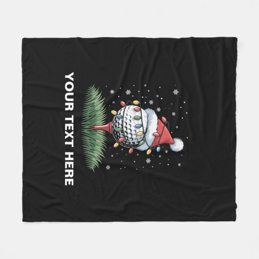 Personalized Golf Ball Christmas Tree Santa Hat  Fleece Deken (Voorkant (Horizontaal))
