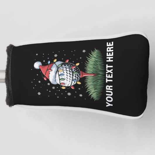 Personalized Golf Ball Christmas Tree Santa Hat  Golfheadcover (Voorkant)