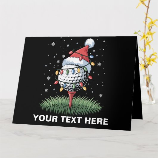 Personalized Golf Ball Christmas Tree Santa Hat Kaart (Gele Bloem)